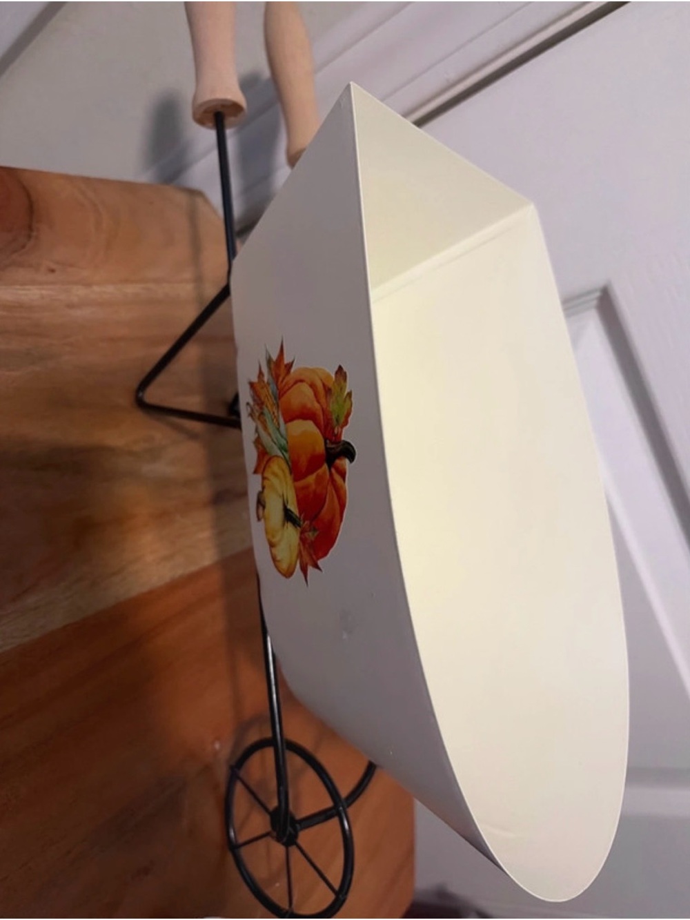Cream Decorative Wall Pocket with Autumn Pumpkin Motif